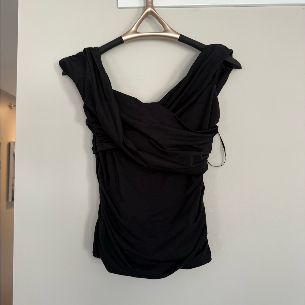 Abercrombie & Fitch Black Ruched Sleeveless Blouse